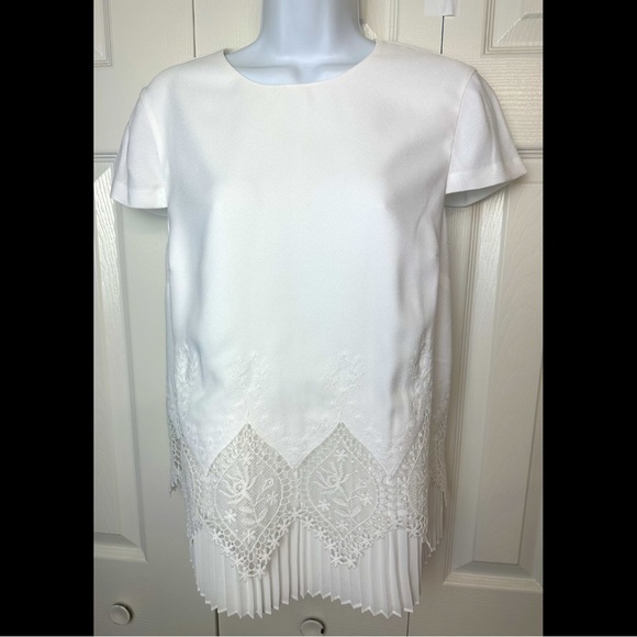 TED BAKER Nardiya Delicate Blouse Top Shirt White Lave Pleated Hem Exposed Zip - Picture 2 of 14